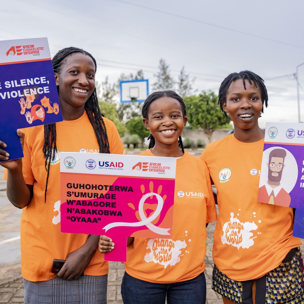 Loyce with friends advocating against gender-based violence.