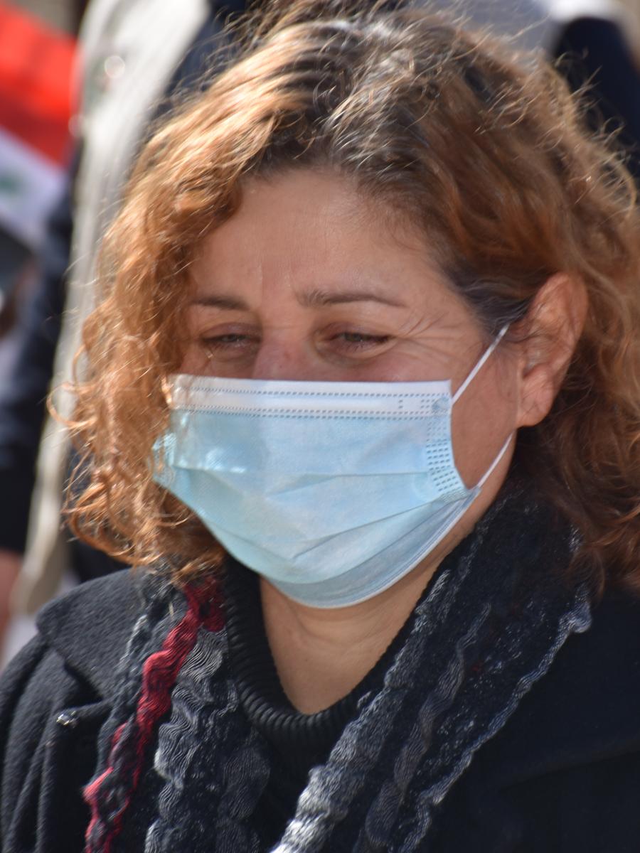 Photo of Rajaa Gorgees wearing a face mask