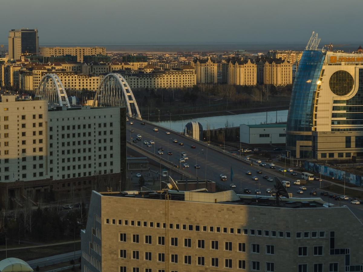 An image of a bridge in a city in Kazakhstan
