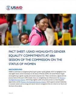 Fact Sheet: USAID Highlights Gender Equality Commitments at 68th Session of the Commission on the Status of Women