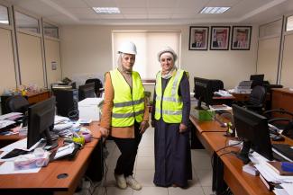 Farah Dalain and Reham Al-Awamreh are civil engineers at EDCO and work mostly in the field, traveling to stations across the utility’s southern districts. “I love on-site engineering more than working in an office,” said Farah, who joined the company in 2016, “I’m glad that I get to leave the capital to travel to Aqaba three or four days per week.”