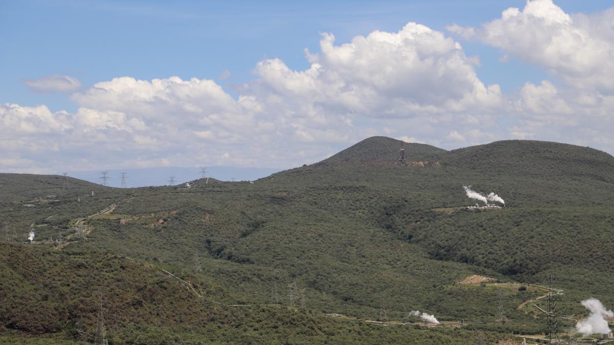 A section of the geothermal energy complex at Olkaria in Naivasha