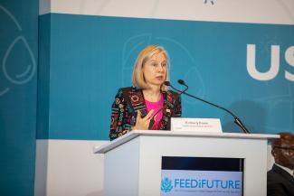 USAID/Ghana Mission Director Kimberly Rosen delivers remarks at the Feed The Future Climate Finance Conference 
