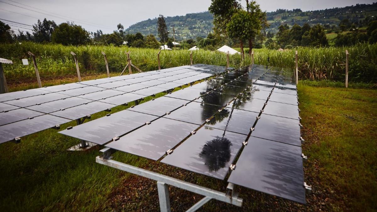 A solar array powering a mini-grid serving more than 300 households in Kisii County, Kenya.