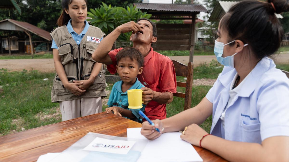 Villagers in Attapeu received lymphatic filariasis preventive drugs, during a USAID-supported mass drug administration campaign.