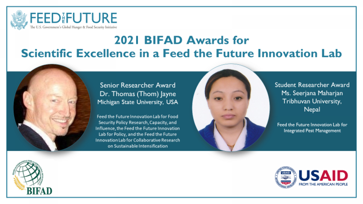Banner image with photos of the 2022 BIFAD Awards for Scientific Excellence Recipients