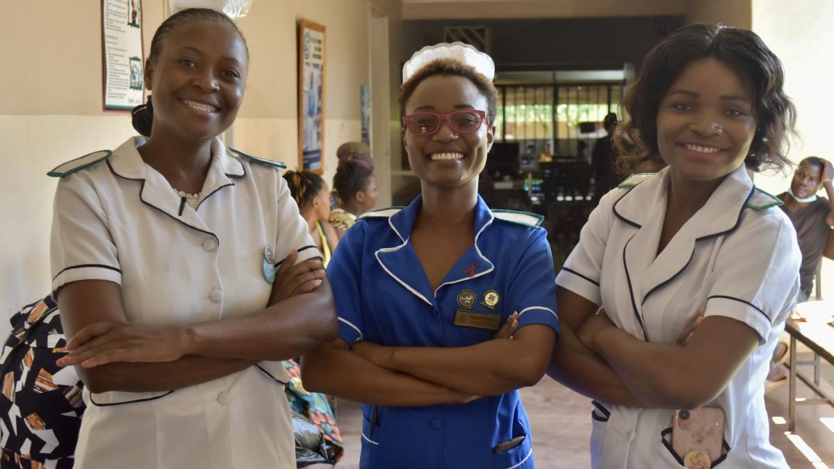 (From left) Nolia, Temweka, and Joyce represent three of Lilongwe District Hospital’s nurse leaders. USAID/Cassie Vasiloff