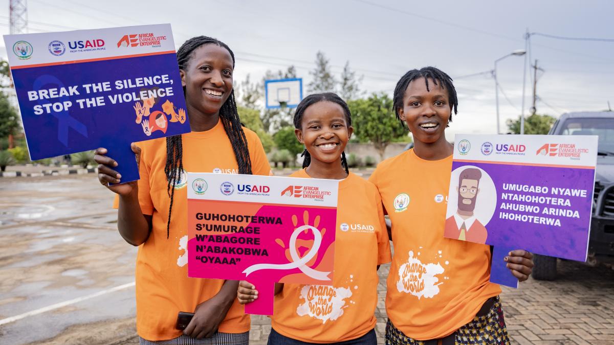Loyce with friends advocating against gender-based violence.