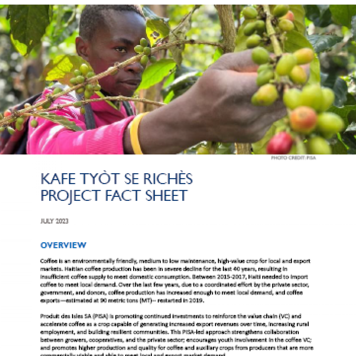 Thumbnail for HAITI Kafe Tyot se Riches Activity Fact sheet 2023