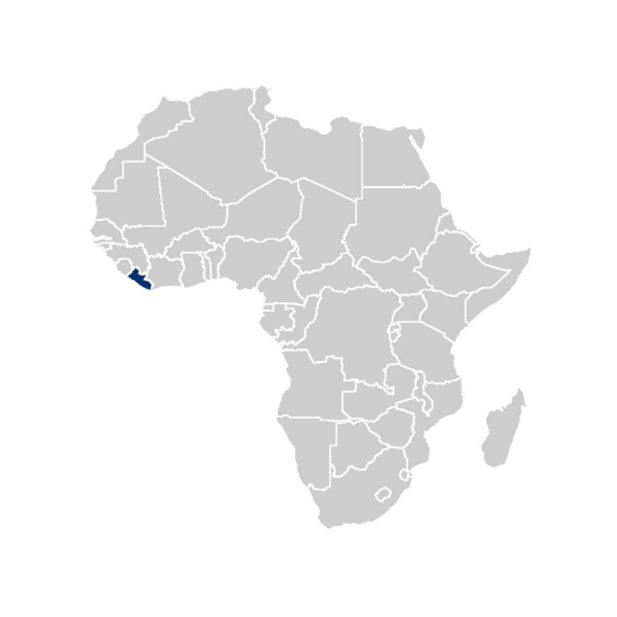 Liberia highlighted on Africa map