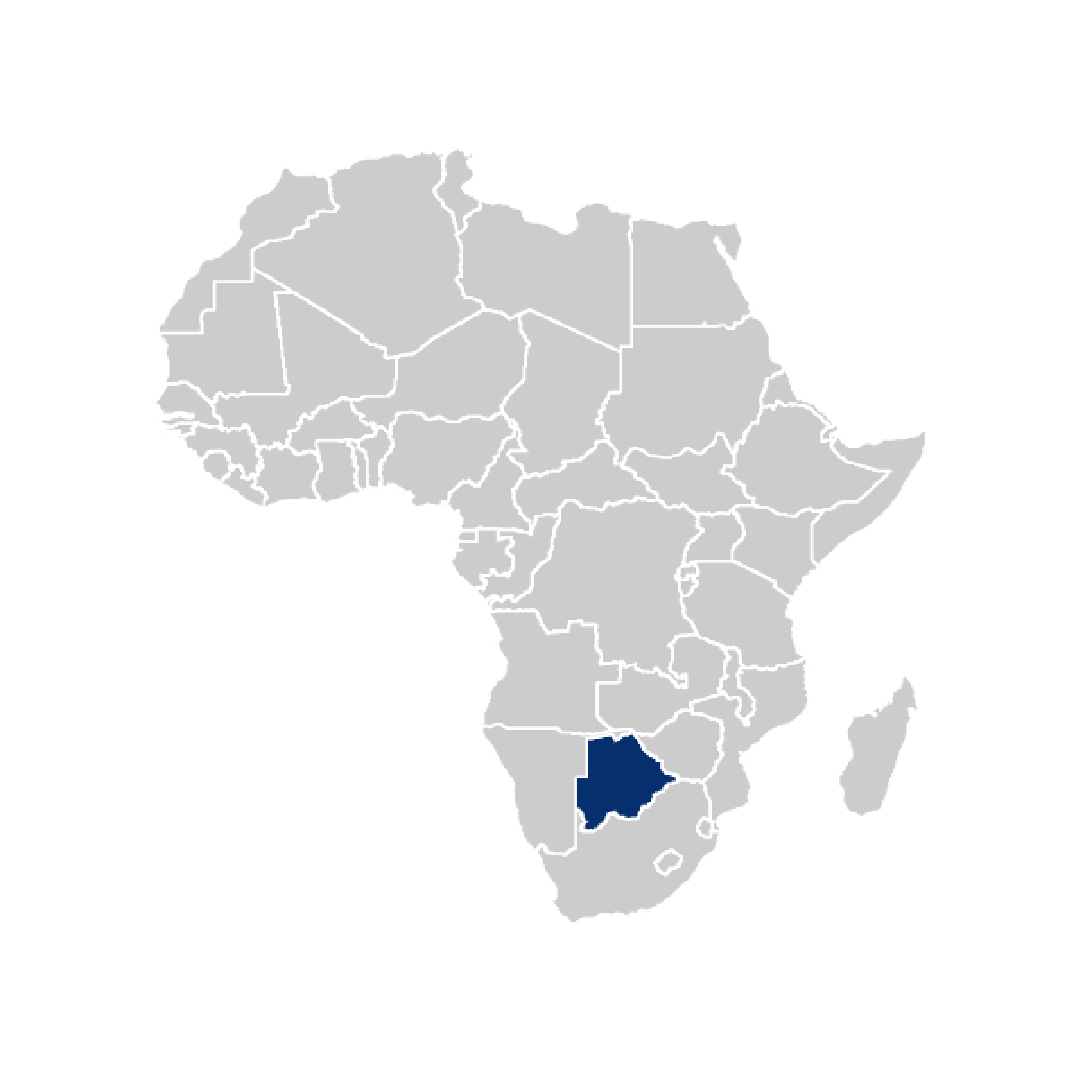 Botswana highlighted in map of Africa