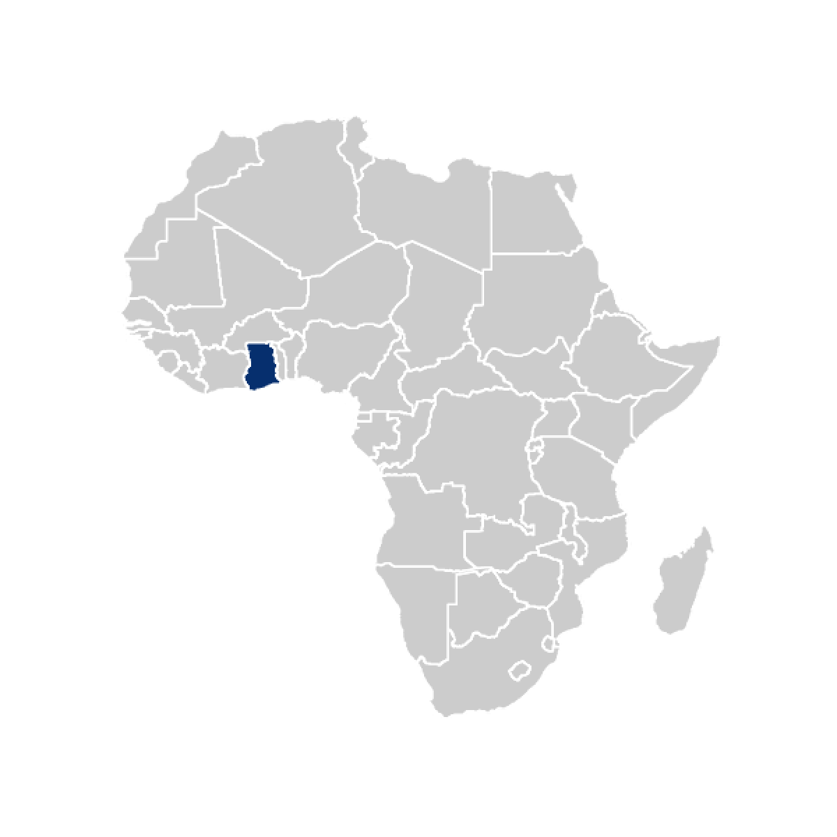 Ghana highlighted in map of Africa
