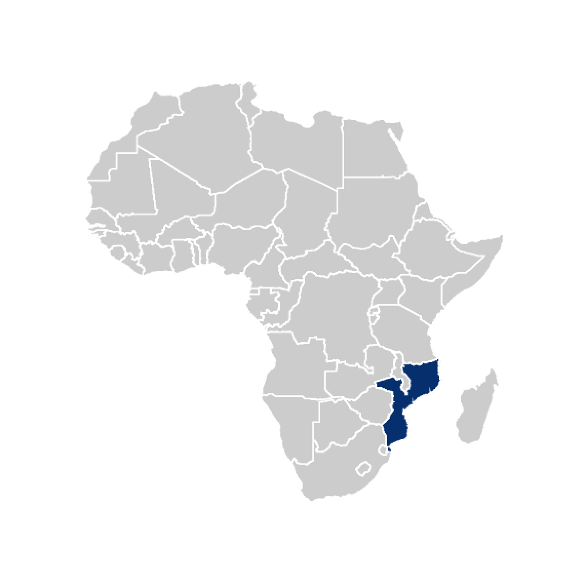 Mozambique highlighted in map of Africa