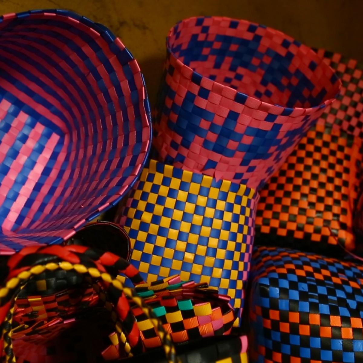 Colorful baskets.