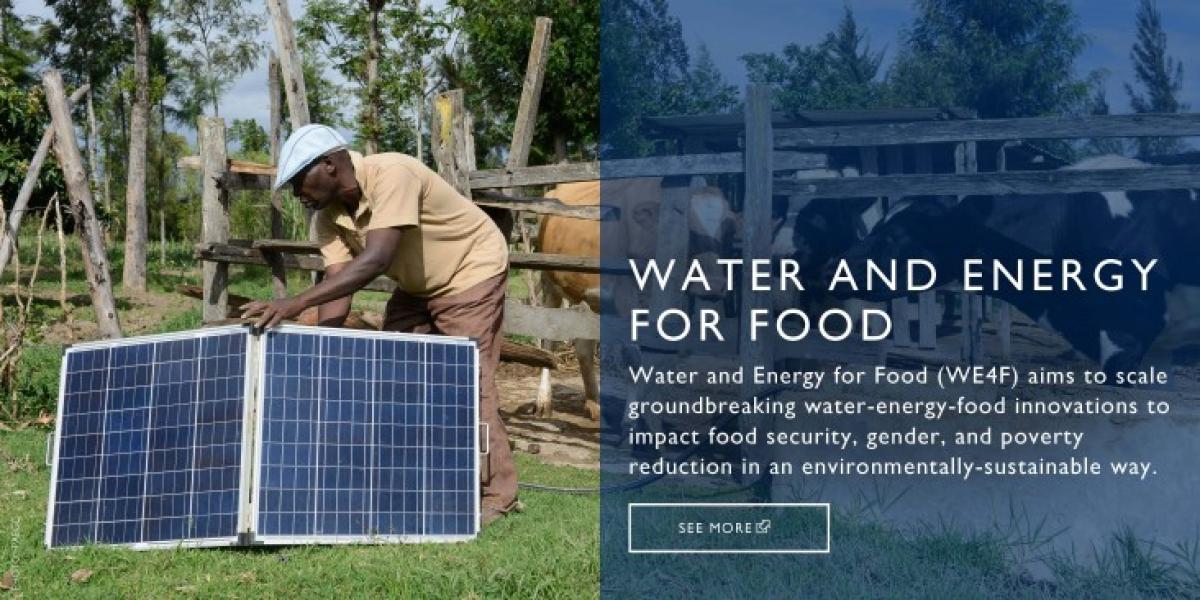 Water and Energy for Food (WE4F) aims to scale groundbreaking water-energy-food innovations to impact food security, gender, and poverty reduction in an environmentally-sustainable way.