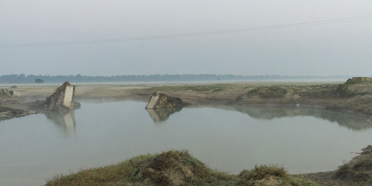 The Rapti River flooding the banks of Jharna's village