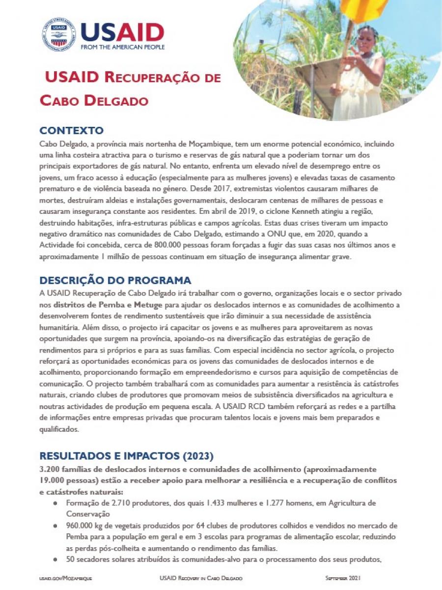 USAID Recovery Cabo Delgado Factsheet thumbnail Pt