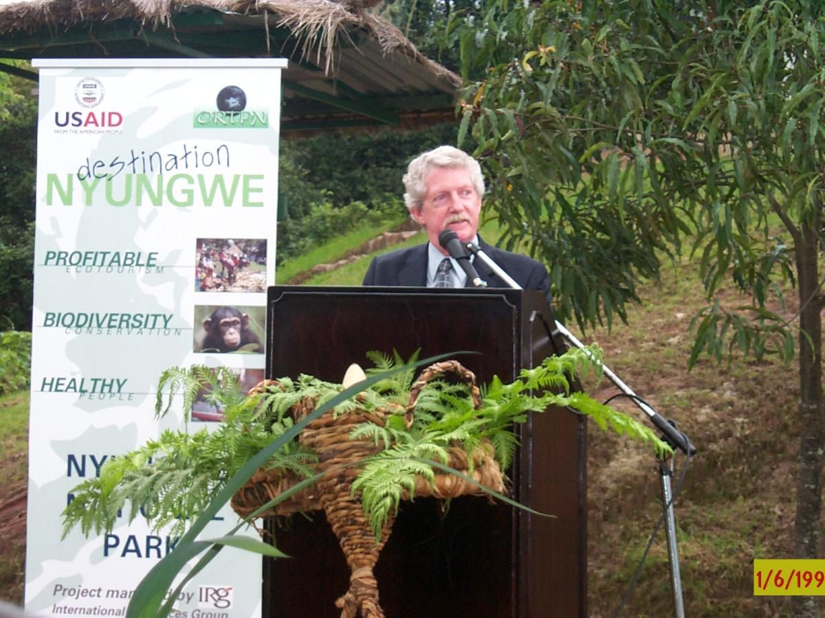 Dennis Weller, USAID Mission Director speaking at Nyungwe in 2016.