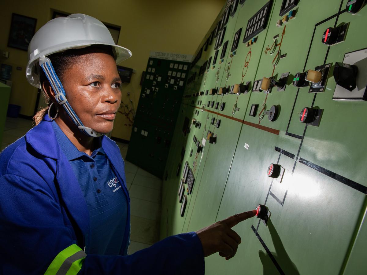 Martha Murotho works as an engineer at EGENCO's Nkula Power Station in Malawi.