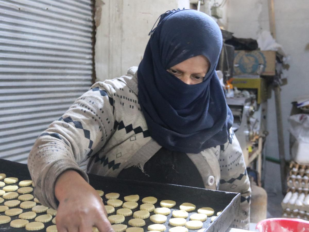 Syrian woman baking