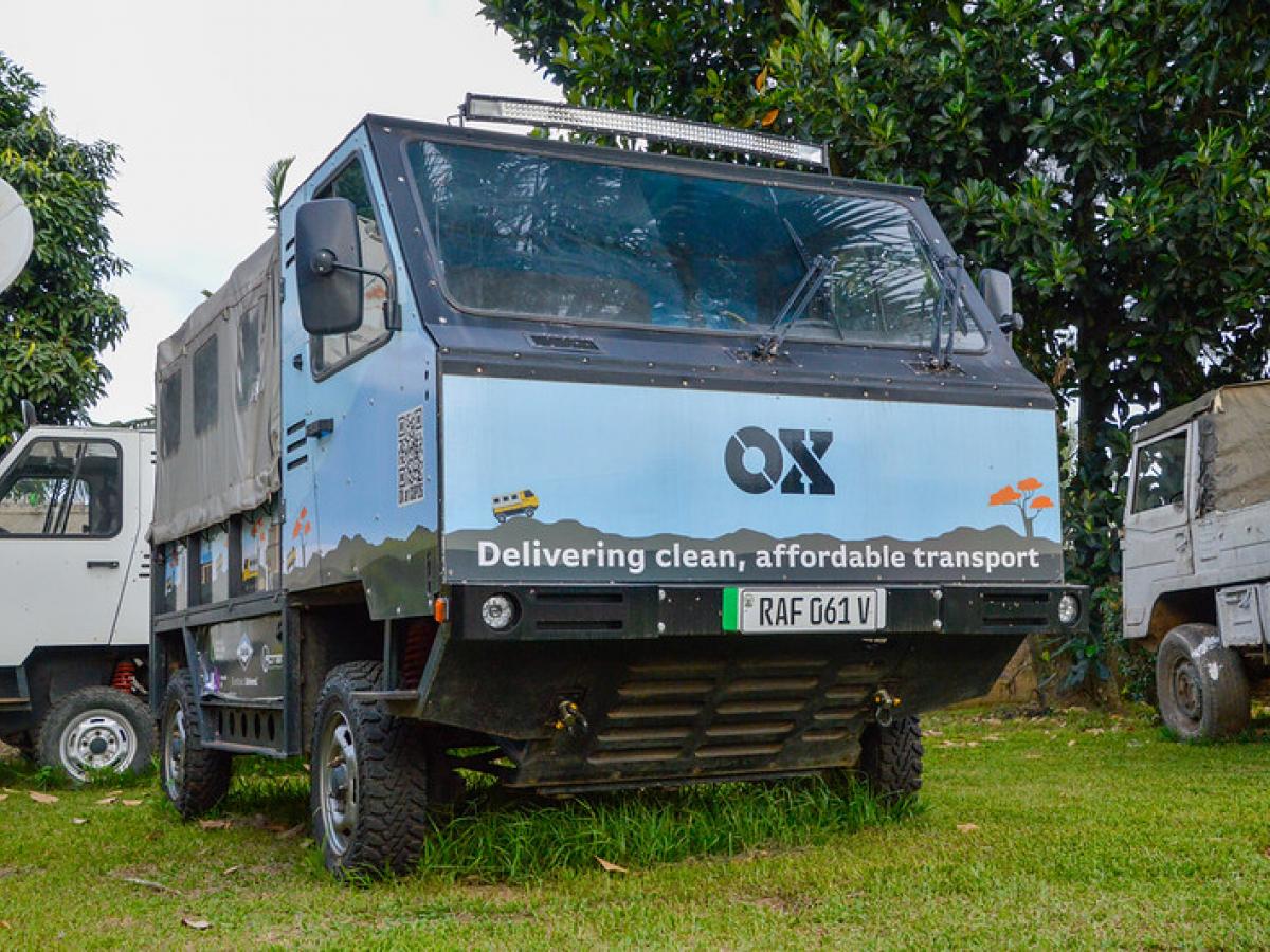 OX branded light blue cold truck. 