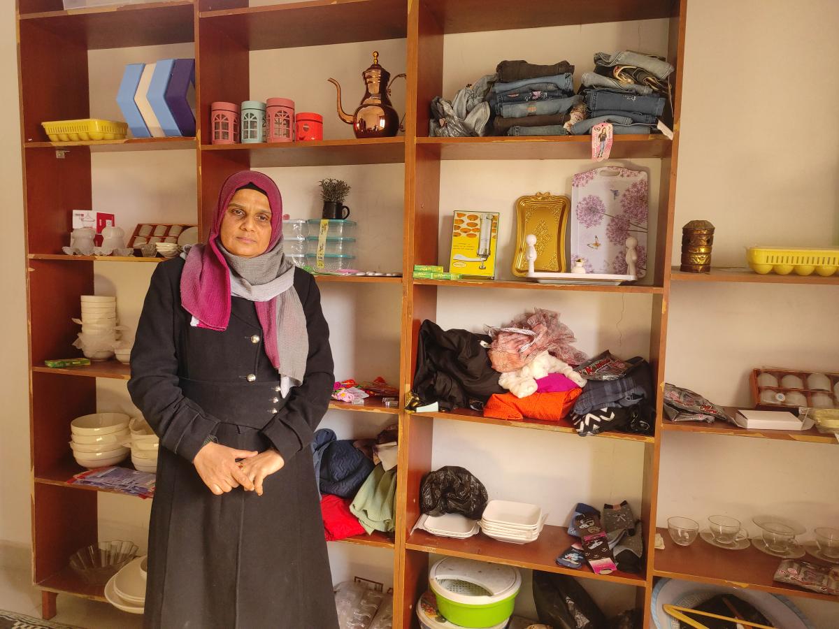 Syrian woman at her shop