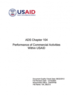 ADS Chapter 104: Performance of Commercial Activities Within USAID