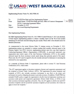 2022-WBG-02 Sub-Award Reporting Requirements
