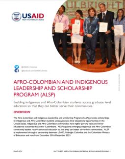 Fact Sheet Afro-Colombian Leadership and Scholarship Program (ALSP)
