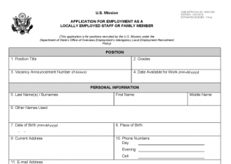 DS-174 APPLICATION FOR EMPLOYMENT AS A LOCALLY EMPLOYED STAFF OR FAMILY MEMBER