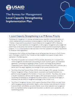 Cover for The Bureau for Management Local Capacity Strengthening Implementation Plan