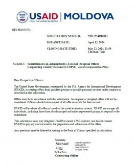 Cover USAID Moldova Administrative Assistant Program Office