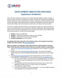 Development Innovation Ventures (DIV) Sample Application