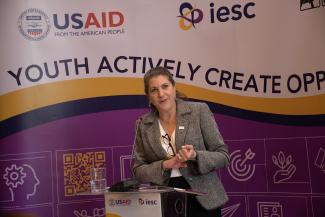 AA McKee at the launch of USAID's youth flagship activity 