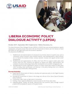 Liberia Economic Policy Dialogue Activity