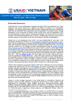 USAID/Vietnam Country Development Cooperation Strategy 2020-2025 - Extended Summary