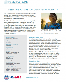 Feed the Future Tanzania - The Alliance for Inclusive and Nutritious Food Processing (AINFP)