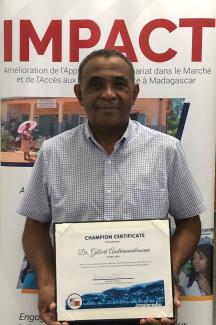 Dr. Gilbert Andrianandrasana was recognized with the U.S. Embassy's Champions of Madagascar "Mpiara-dia" Award