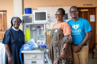 From left to right Rev. Sr Josephine Amara Health Coordinator, Grace Elysbeth Jones Human Resources and Evaluation Expert and Ishmeal Alfred Charles In-country Manager, Healey International Relief Foundation, Sierra Leone.