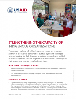 Cover of the fact sheet of the Strenghtening the capacity of Indigenous Organizations activity