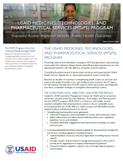 USAID Medicines, Technologies, and Pharmaceutical Services (MTaPS) Program Factsheet