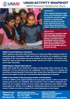 Nepal Snapshot HO USAID Adolescent Reproductive Health Cover