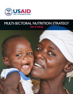 Cover of the Nutrition Strategy showing a mother and her child.