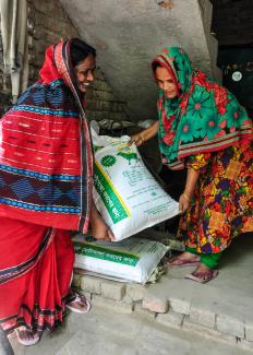 Tuhina Khatun purchases cattle feed from a private company and sells it to neighboring farmers.