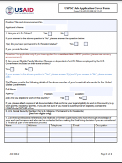 USPSC Application Form - Cover Form and Form AID 309-2