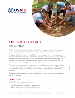 USAID/Sri Lanka Fact Sheet: Civil Society Impact