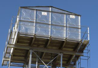 Elevated water tank in Bulapesa, Isiolo County, constructed by USAID's LMS