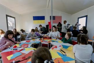 Ukrainian Children at USAID jp.ik Pop-Up Classroom