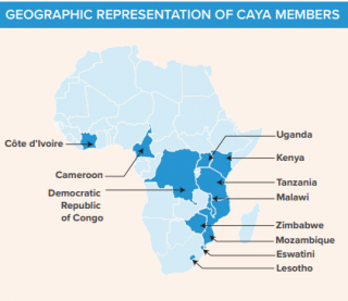 Geographic representation of CAYA members