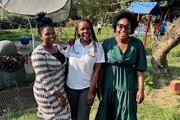 SWAGAA caseworkers Minenhle (l), Nokwanda (center), and Nomvula (r) support survivors of gender-based violence through counseling, ensuring clients receive necessary health services, navigating the legal system when reporting abusers, and more.